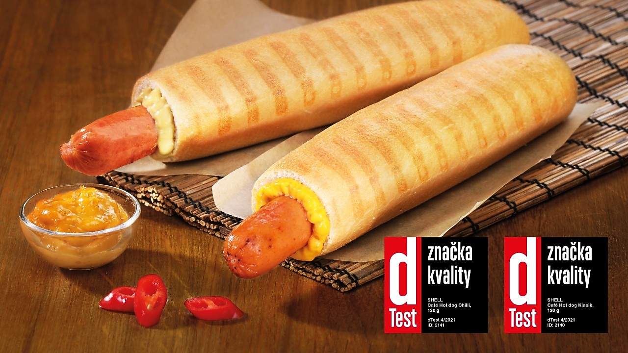 Shell hot dog Klasik a Shell hot dog Chilli