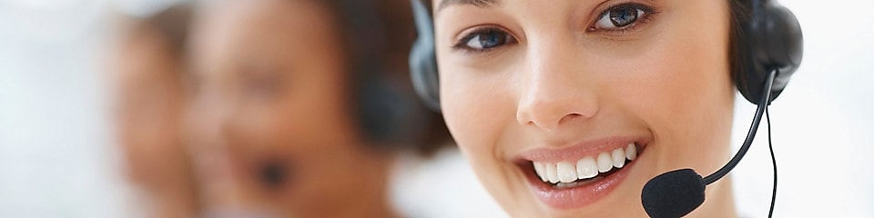 Customer support employee smiling
