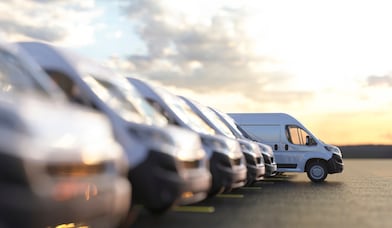 Light commercial vehicles in the parking lot