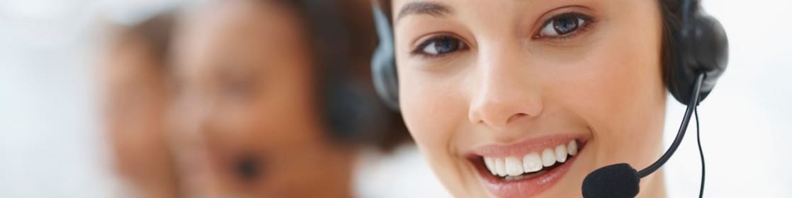 Customer support employee smiling