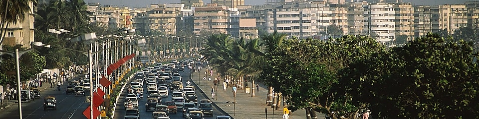 Dopravní zácpa na Marine Drive v&nbsp;Bombaji, Indii