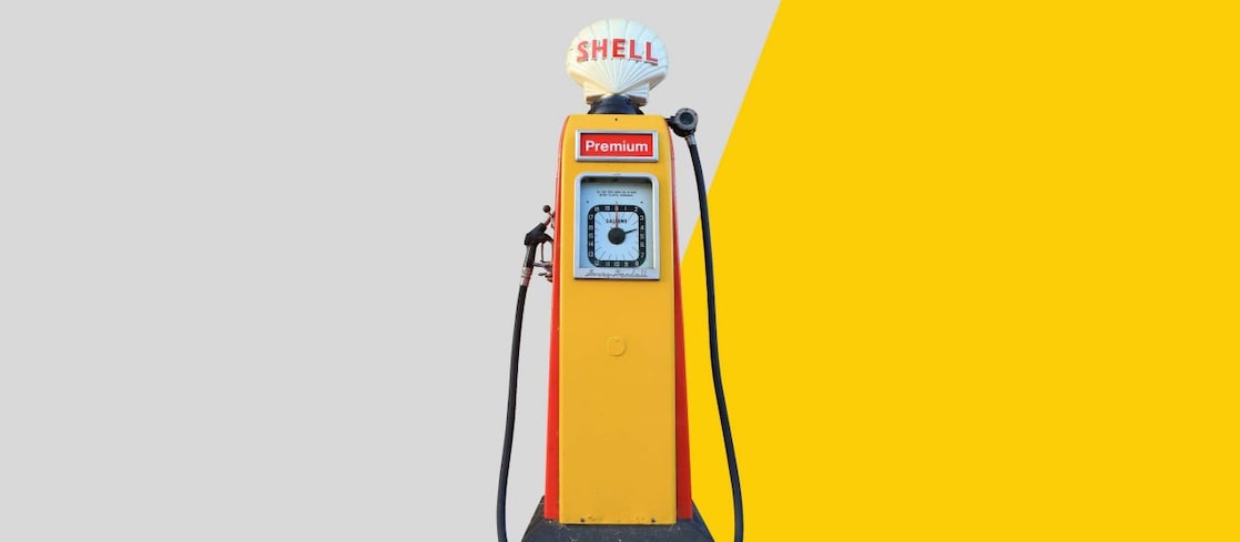 Retro tankovací stojan Shell.