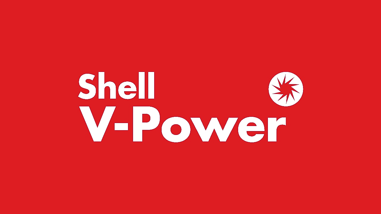 Logo Shell V-Power na červeném pozadí