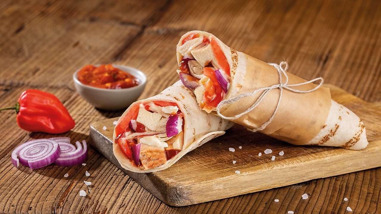 Foto wrapu s kuřecím masem