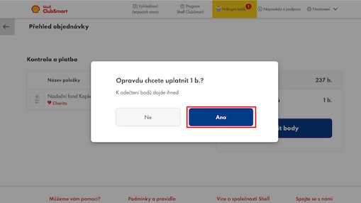 5. Potvrďte kliknutím na „ANO“.