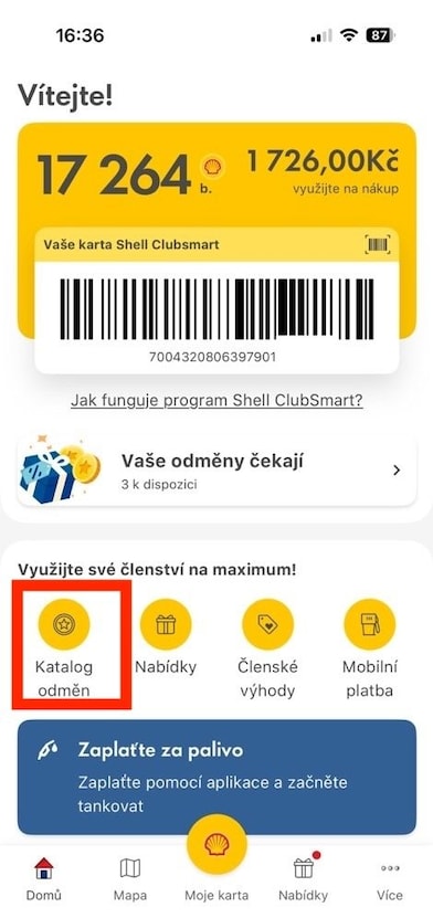 1. Na hlavní stránce klikněte na "využít body"
