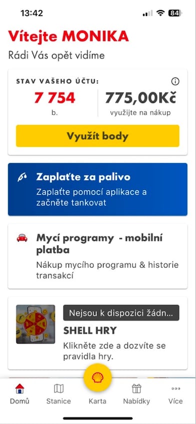 1. Na hlavní stránce klikněte na "využít body"